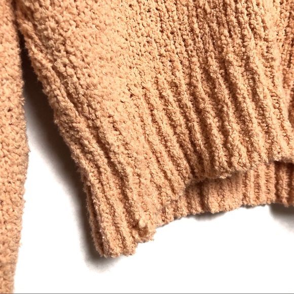 Zara Knit Pastel Orange Chanille Crop Sweater - Picture 3 of 5
